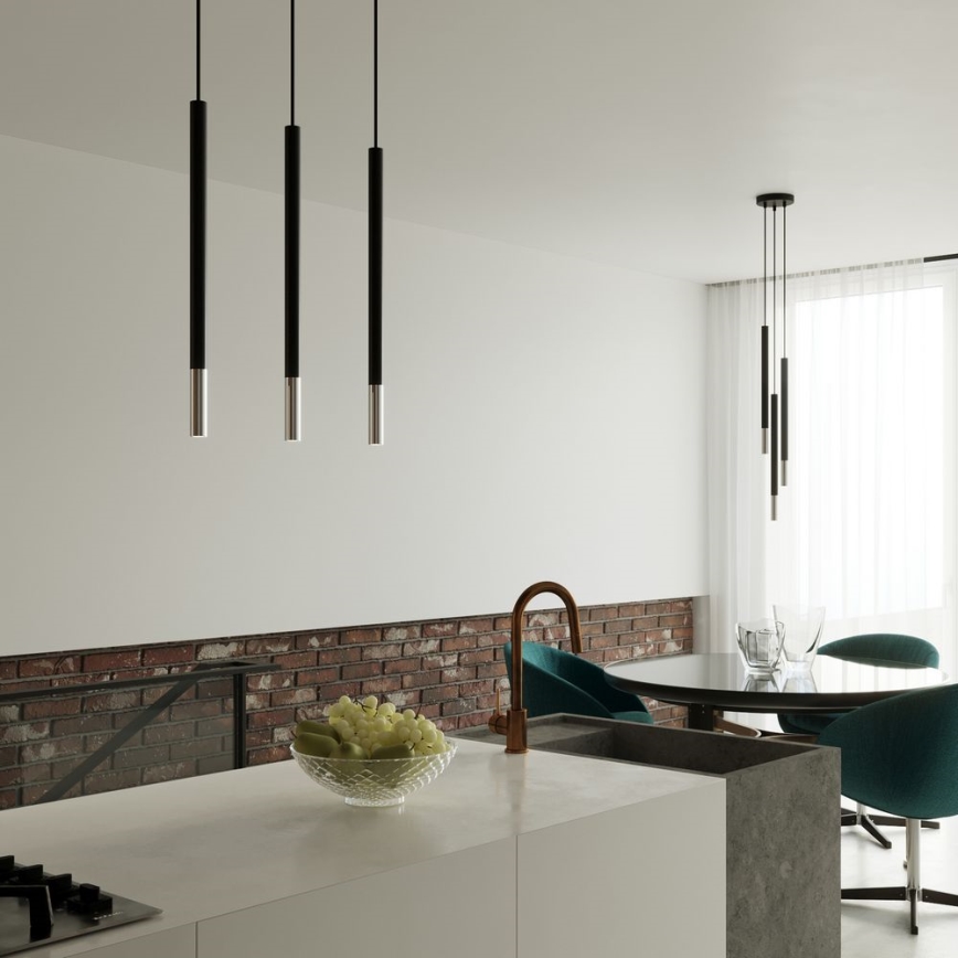 Żyrandol na lince MOSAIC 3xG9/12W/230V czarny/chrom błyszczący