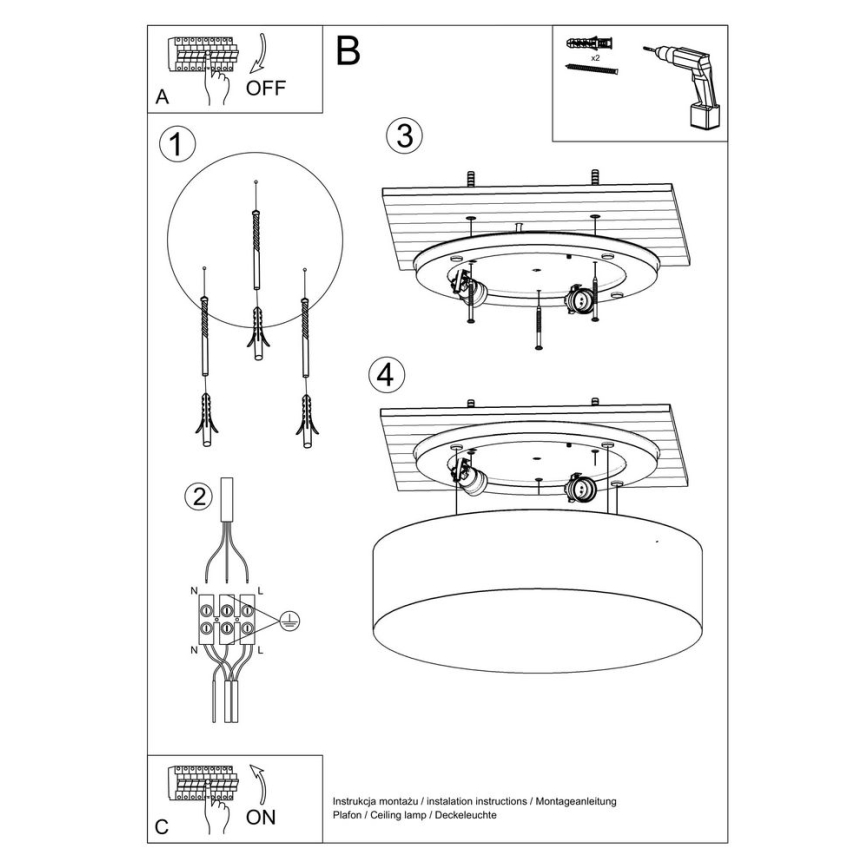 Lampa sufitowa ARENA 4xE27/60W/230V szara