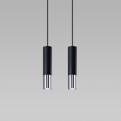Żyrandol na lince LOOPEZ 2xGU10/10W/230V czarny/chrom błyszczący