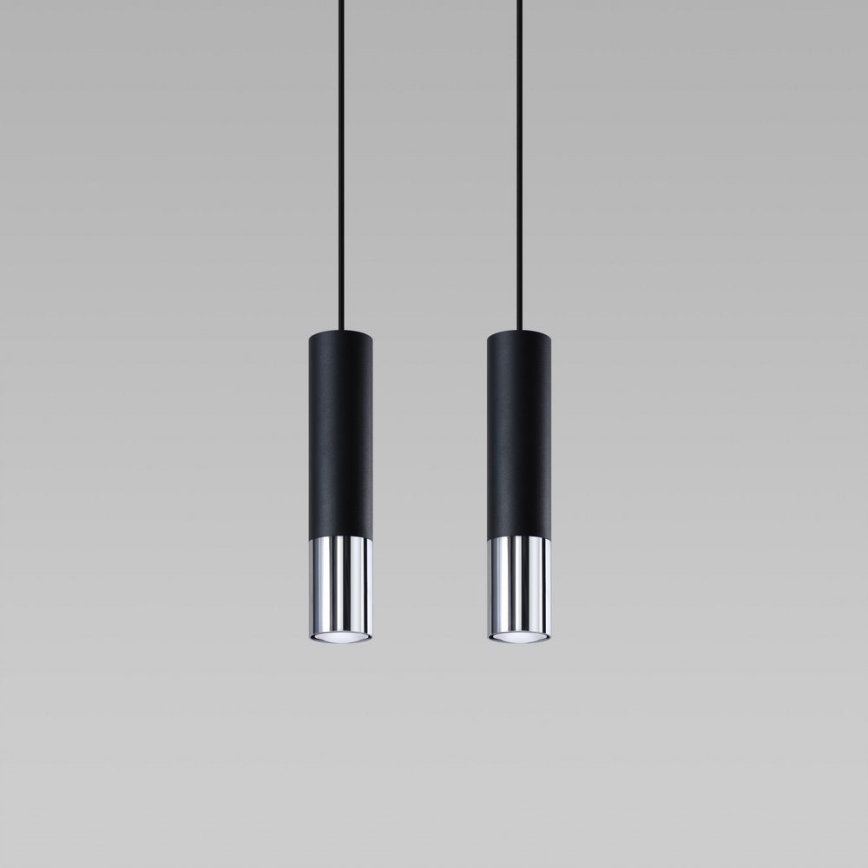 Żyrandol na lince LOOPEZ 2xGU10/10W/230V czarny/chrom błyszczący