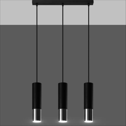 Żyrandol na lince LOOPEZ 3xGU10/10W/230V czarny/chrom
