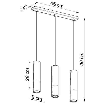 Żyrandol na lince LOOPEZ 3xGU10/10W/230V czarny/miedź