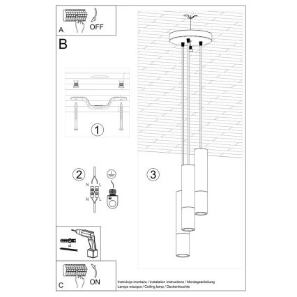 Żyrandol na lince LOOPEZ 3xGU10/10W/230V okrągły czarny/miedź