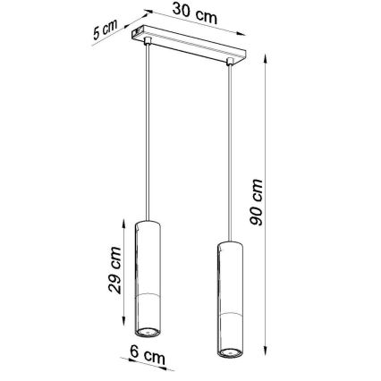 Żyrandol na lince LOOPEZ 2xGU10/10W/230V czarny/złoty