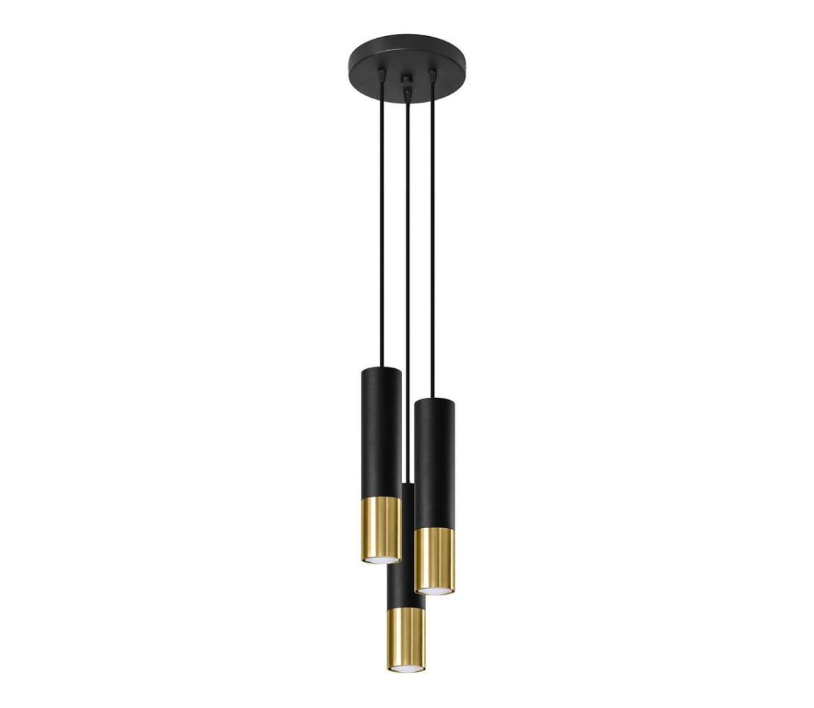 SL.0955 - Żyrandol na lince LOOPEZ 3xGU10/10W/230V okrągły czarny/złoty