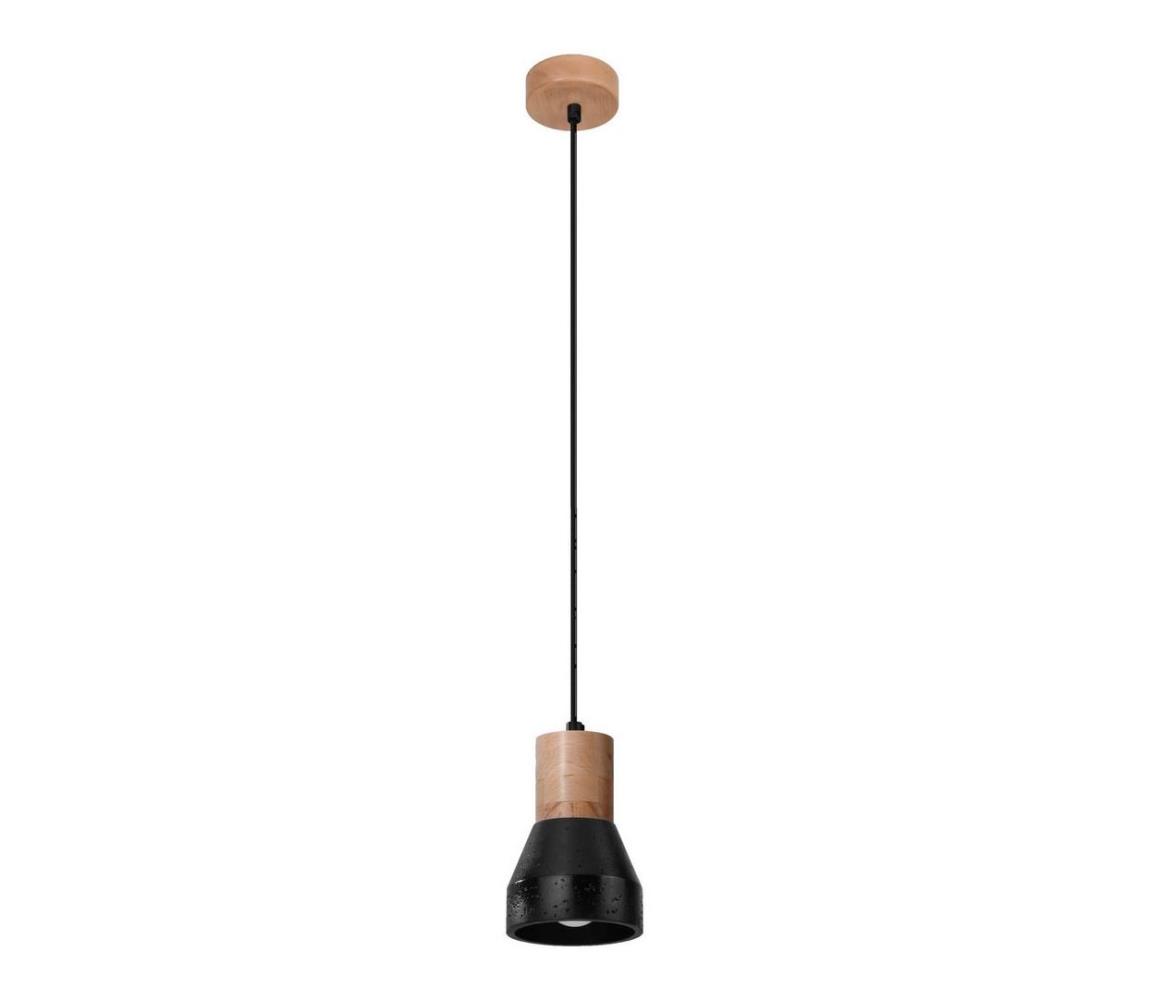 SL.0963 - Żyrandol na lince QUBIC 1xE27/60W/230V beton/drewno czarny