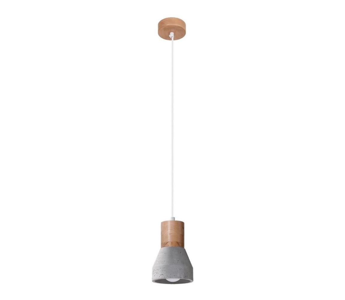 SL.0964 - Żyrandol na lince QUBIC 1xE27/60W/230V beton/drewno szare