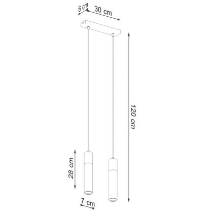 Żyrandol na lince ZANE 2xGU10/40W/230V beton/brzoza/buk