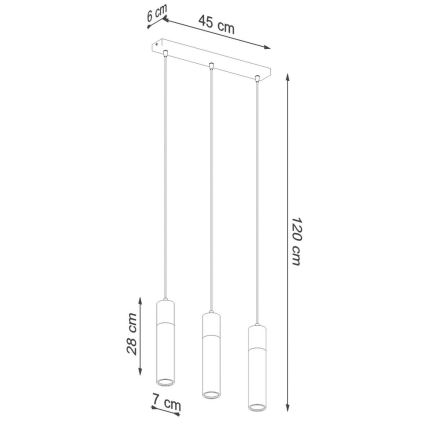 Żyrandol na lince ZANE 3xGU10/40W/230V beton/brzoza/buk