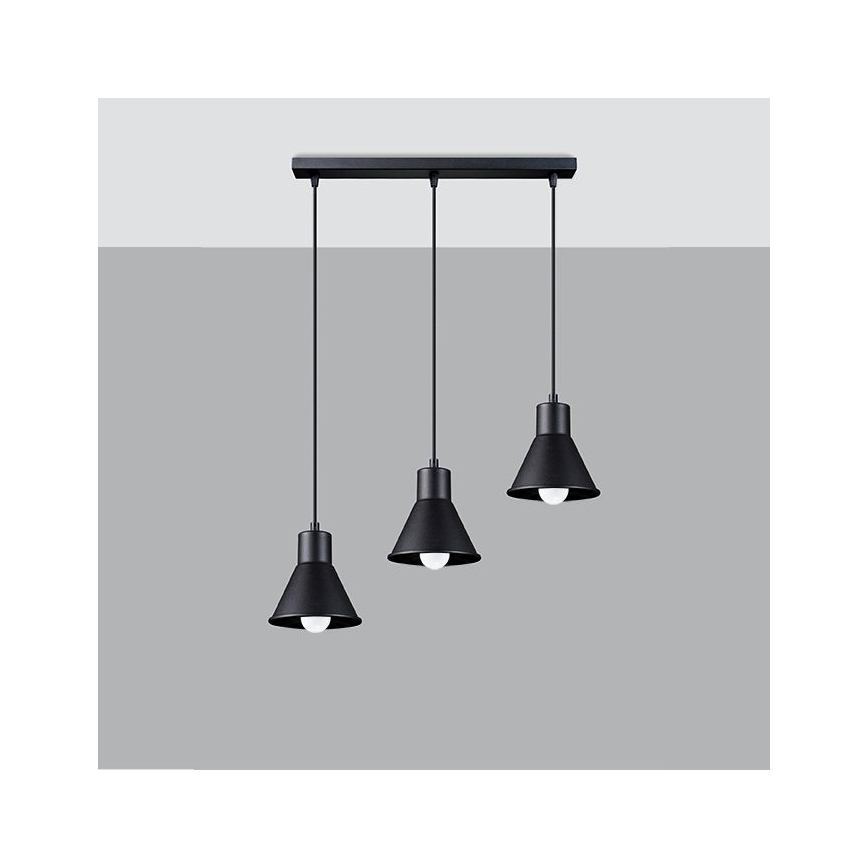 Żyrandol na lince TALEJA 3xE27/60W/230V czarny
