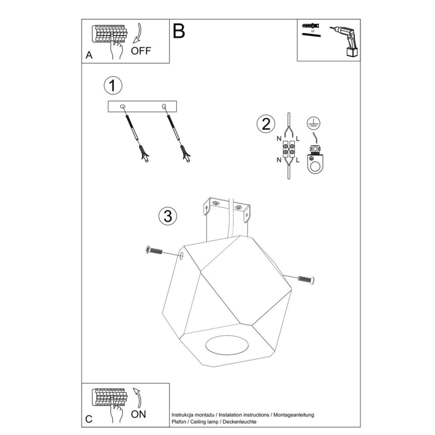 Lampa sufitowa WOODY 1xGU10/40W/230V dąb