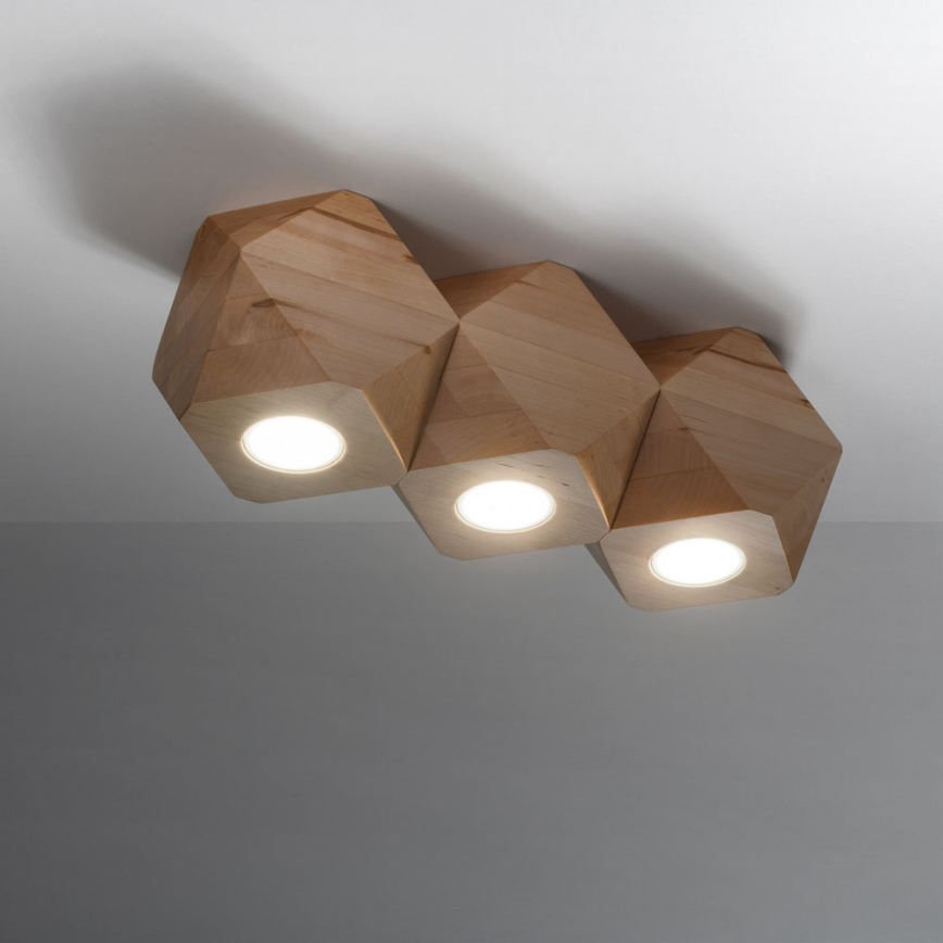 Lampa sufitowa WOODY 3xGU10/40W/230V dąb