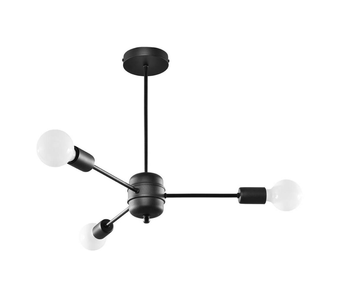 SL.1021 - Żyrandol na drążku LANGO 3xE27/60W/230V czarny