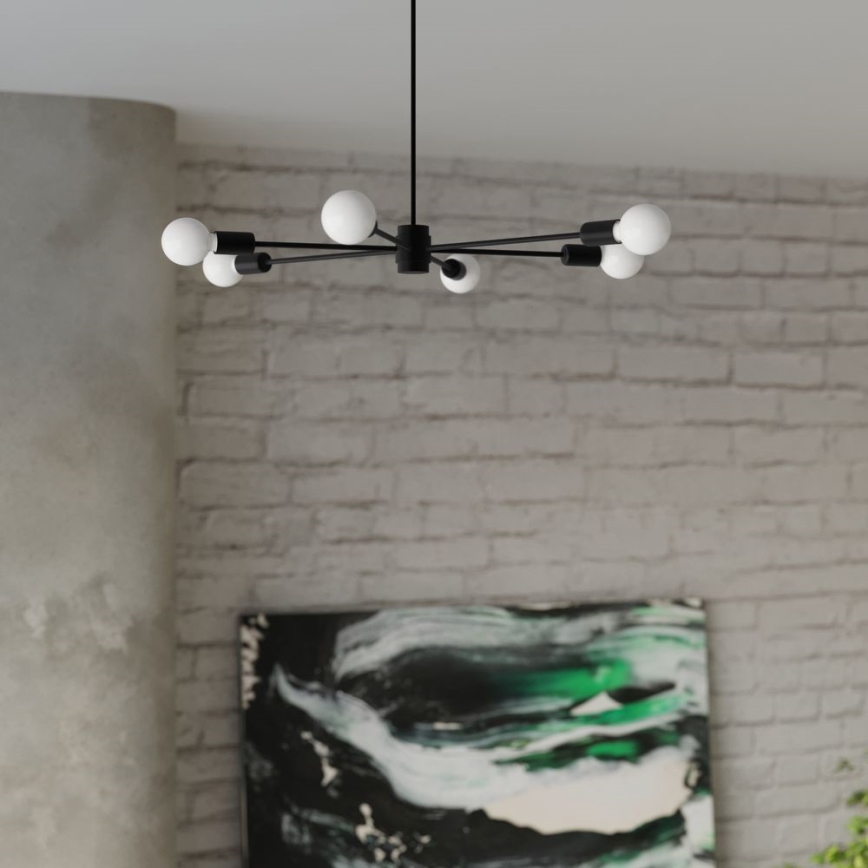Żyrandol na drążku LANGO 3xE27/60W/230V czarny
