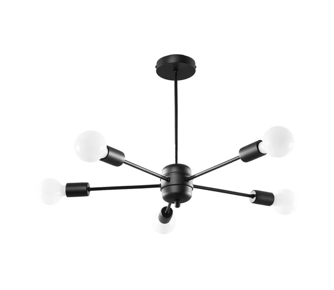 SL.1022 - Żyrandol na drążku LANGO 5xE27/60W/230V czarny