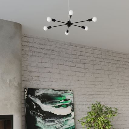 Żyrandol na drążku LANGO 5xE27/60W/230V czarny