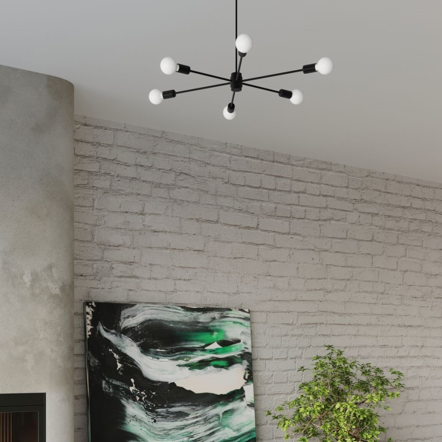 Żyrandol na drążku LANGO 5xE27/60W/230V czarny