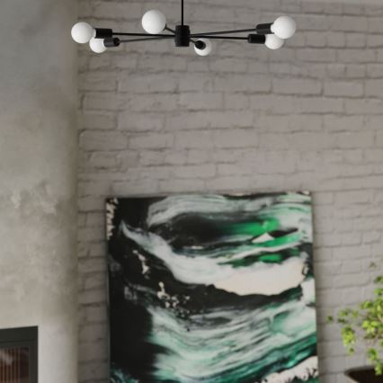 Żyrandol na drążku LANGO 5xE27/60W/230V czarny