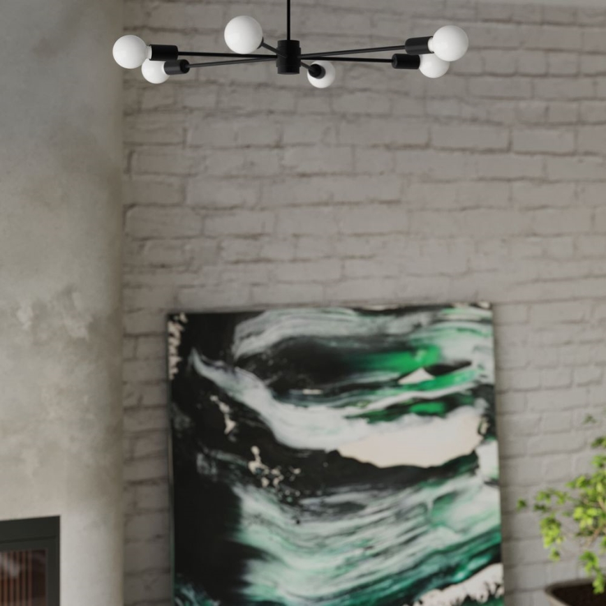 Żyrandol na drążku LANGO 5xE27/60W/230V czarny