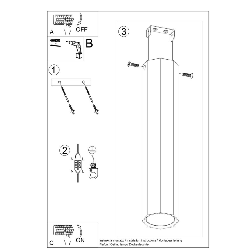 Oświetlenie punktowe ZEKE 1xGU10/40W/230V 30 cm dąb