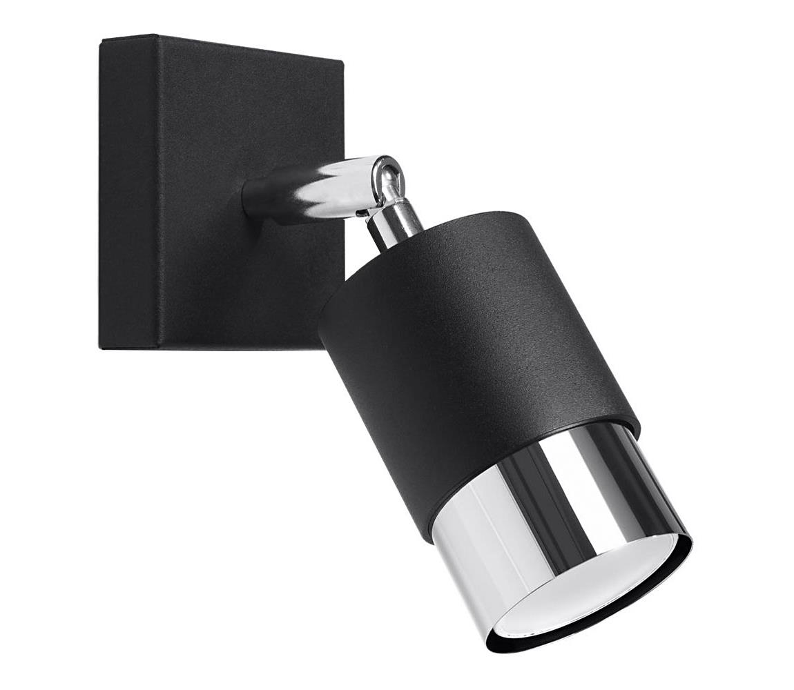 SL.1064- Reflektor ścienny NERO 1xGU10/40W/230V czarny/błyszczący chrom
