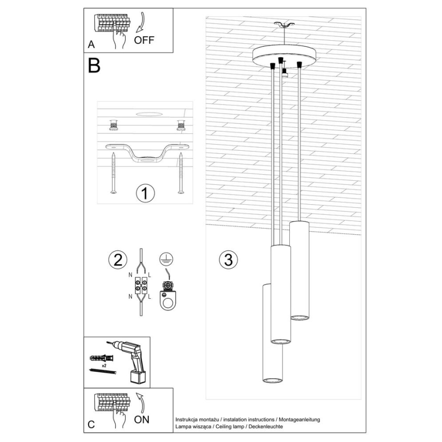 Żyrandol na lince LAGOS 3xGU10/10W/230V biały