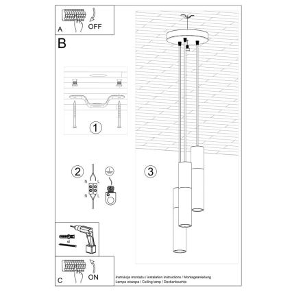 Żyrandol na lince BORGIO 3xGU10/40W/230V beton/metal biały