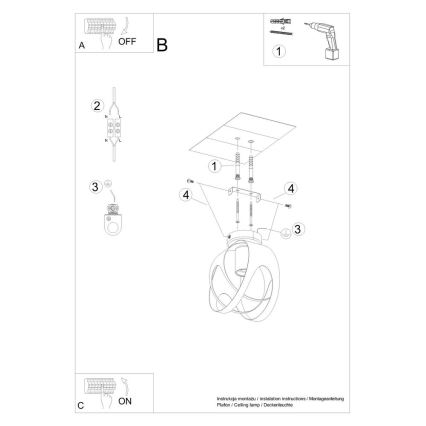 Surface-mounted żyrandol TULOS 1xE27/60W/230V biały