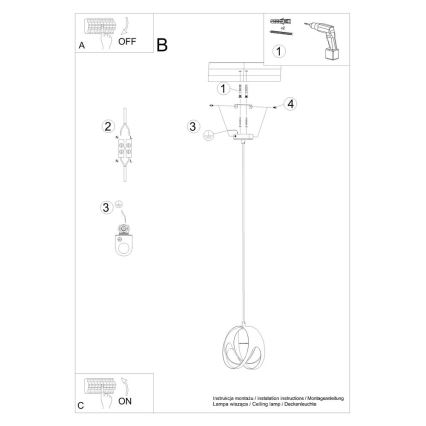 Żyrandol na lince TULOS 1xE27/60W/230V biały