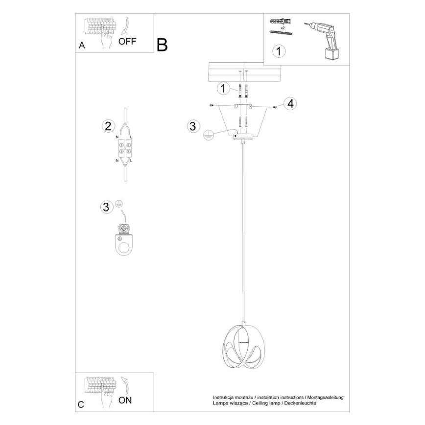 Żyrandol na lince TULOS 1xE27/60W/230V biały