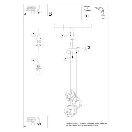 Żyrandol na lince TULOS 3xE27/60W/230V biały