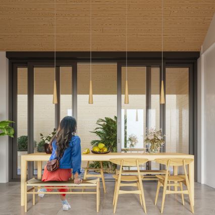 Lampa wisząca na przewodzie SULA 1xGU10/10W/230V śr. 8 cm beżowa