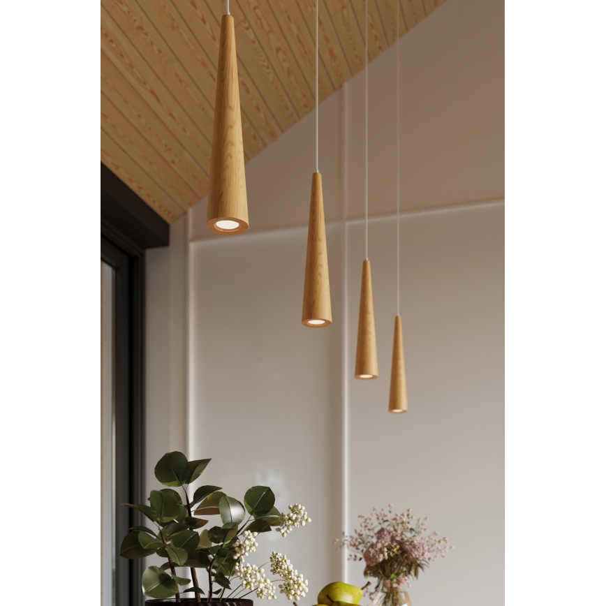 Lampa wisząca na przewodzie SULA 1xGU10/10W/230V śr. 8 cm beżowa