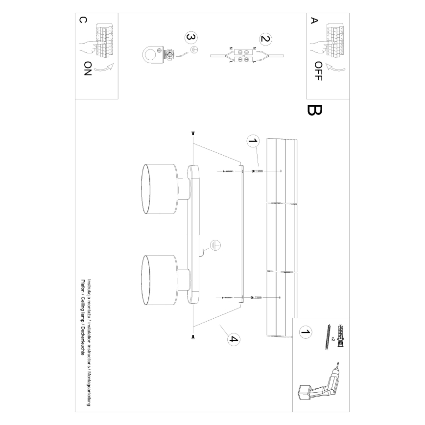 Lampa sufitowa SAVAR 2xE27/60W/230V czarna