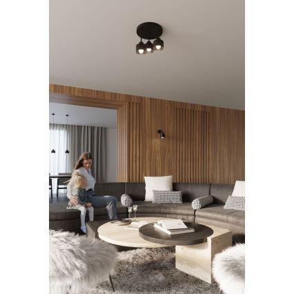 Lampa wisząca na pręcie SAVAR 3xE27/60W/230V czarna