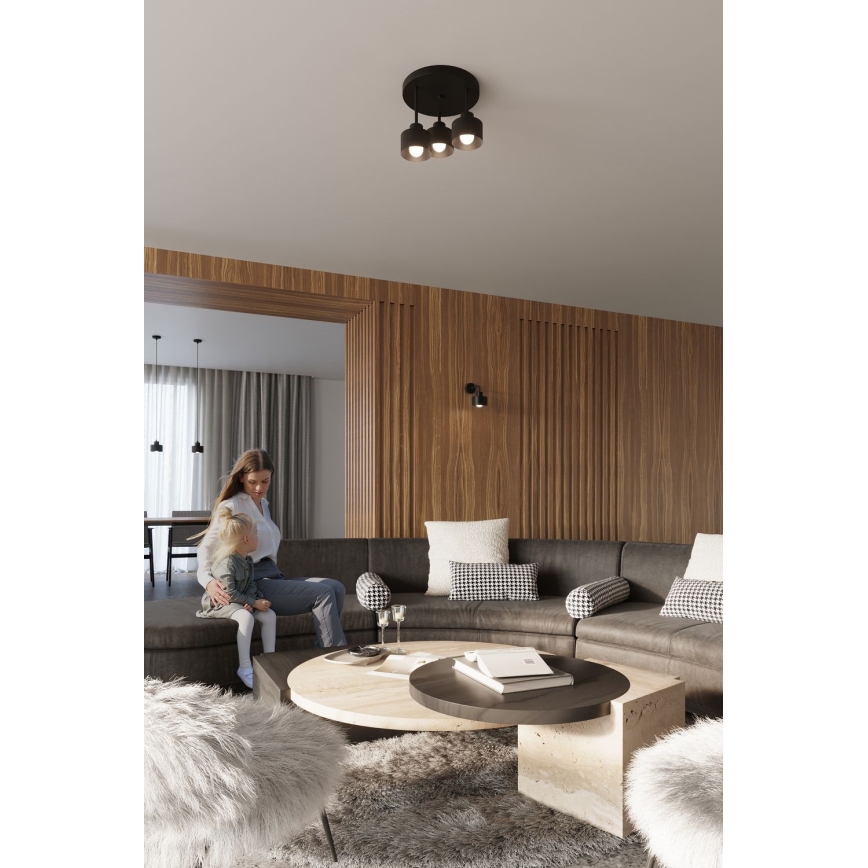 Lampa wisząca na pręcie SAVAR 3xE27/60W/230V czarna