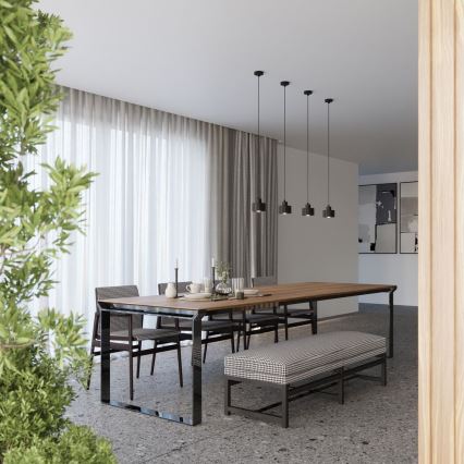 Lampa wisząca na linkę SAVAR 1xE27/60W/230V czarna