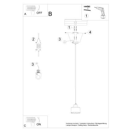 Lampa wisząca na linkę SAVAR 1xE27/60W/230V czarna
