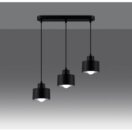 Lampa wisząca na linkach SAVAR 3xE27/60W/230V czarna
