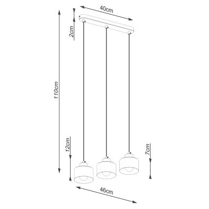 Lampa wisząca na linkach SAVAR 3xE27/60W/230V czarna