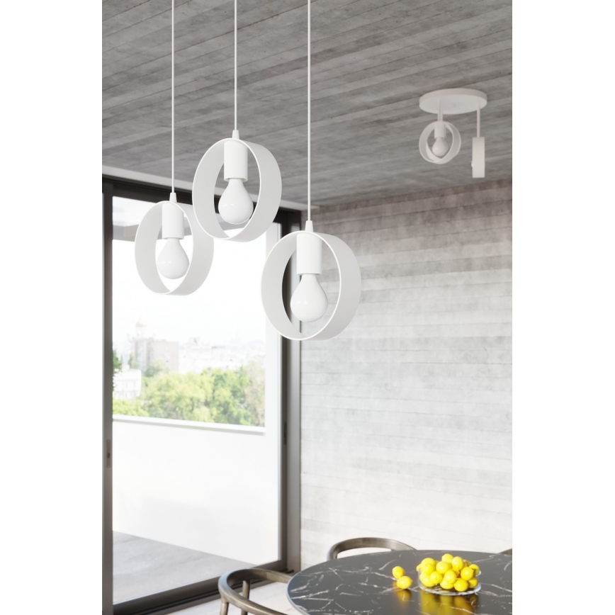 Lampa wisząca na linkę TITRAN 1xE27/60W/230V biała