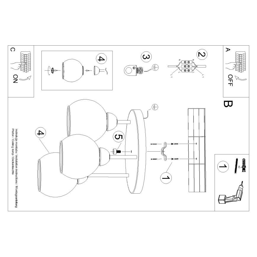 Lampa wisząca na pręcie ALINO 3xE27/60W/230V czarna