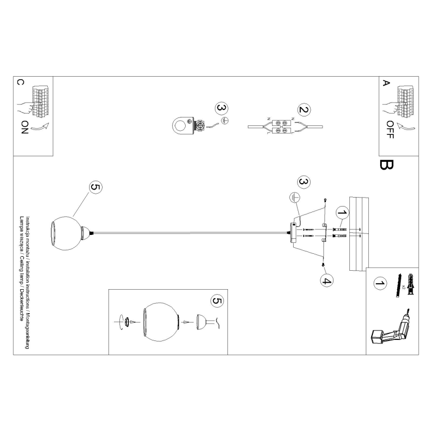 Lampa wisząca na linku ALINO 1xE27/60W/230V czarna