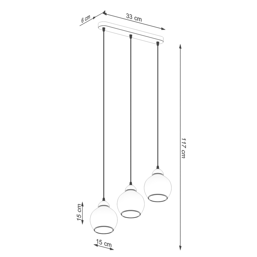 Lampa wisząca na linkach ALINO 3xE27/60W/230V czarna