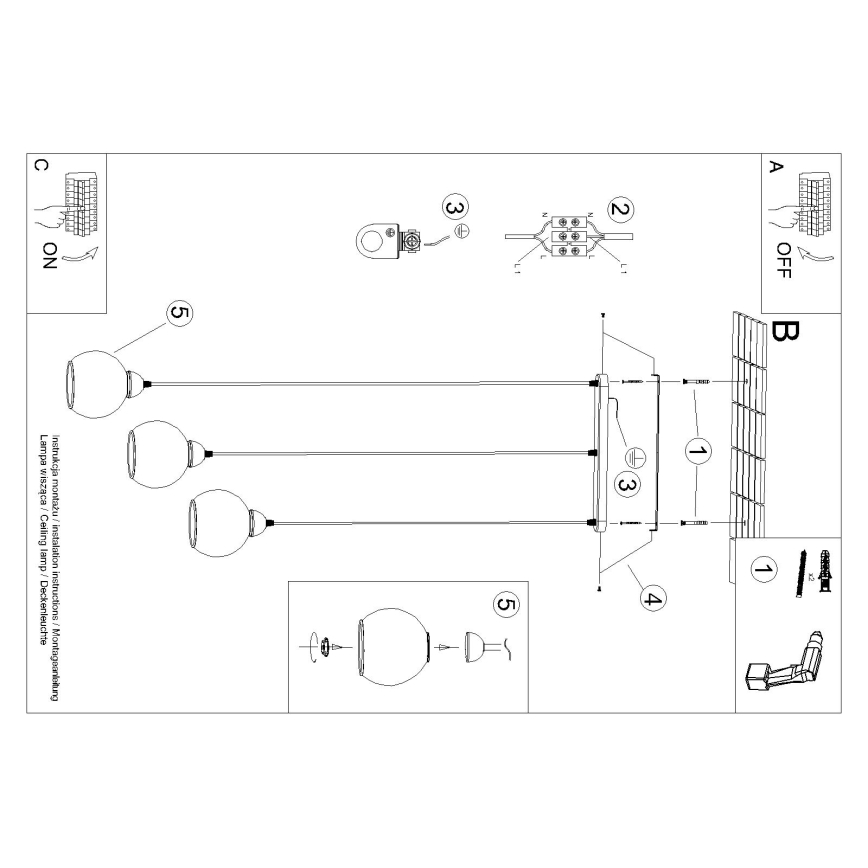 Żyrandol na lince ALINO 3xE27/60W/230V czarny