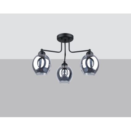 Lampa wisząca na pręcie FILLAN 3xE27/60W/230V czarna