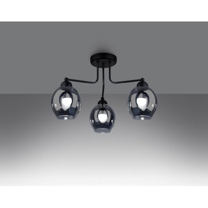 Lampa wisząca na pręcie FILLAN 3xE27/60W/230V czarna