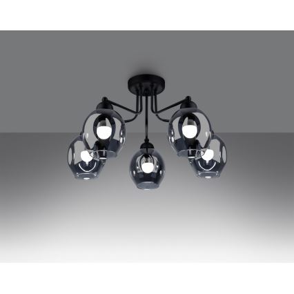 Lampa wisząca na pręcie FILLAN 5xE27/60W/230V czarna