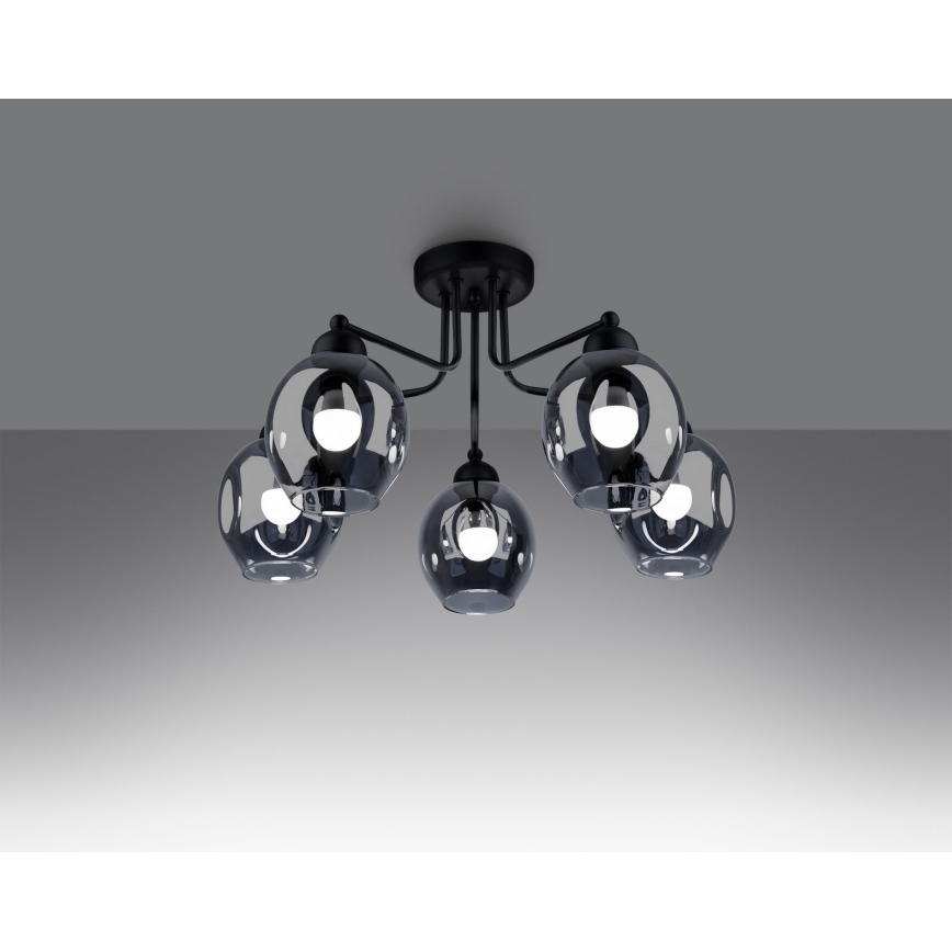 Lampa wisząca na pręcie FILLAN 5xE27/60W/230V czarna