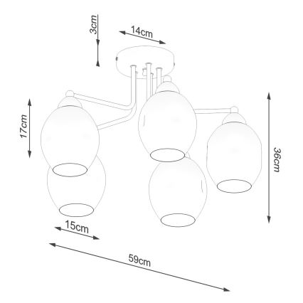 Lampa wisząca na pręcie FILLAN 5xE27/60W/230V czarna